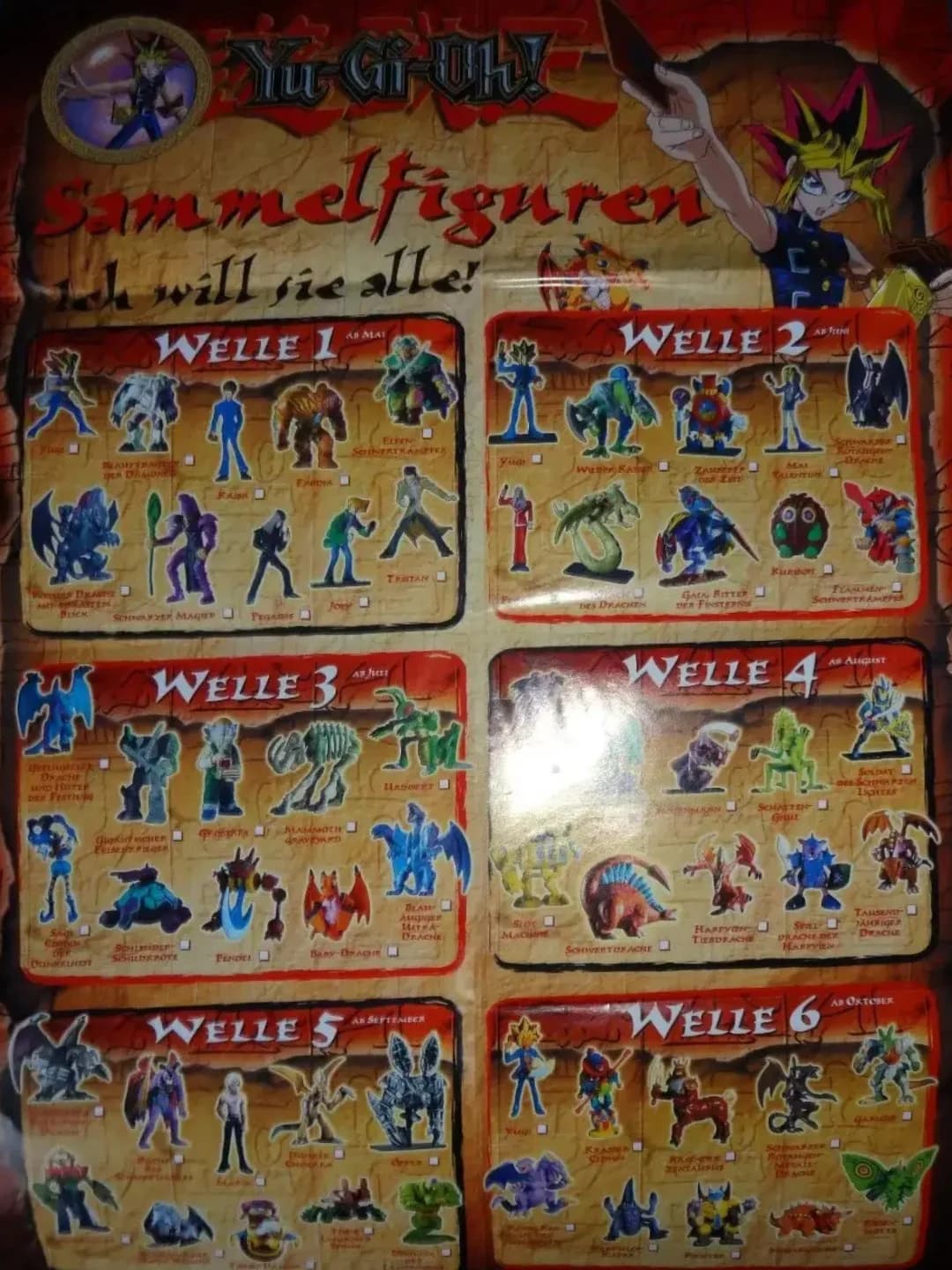 Yu-Gi-Oh! Poster Check list mini figures 1-6 German - Mattel Figure - Photo 1